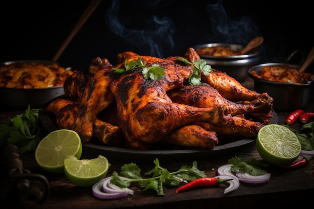 Photographie de cuisine indienne de poulet tandoori