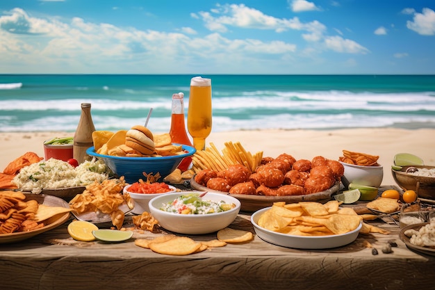 Photographie culinaire de collations de plage brésiliennes