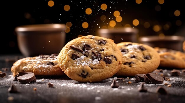 Photographie culinaire de délicieux biscuits aux pépites de chocolat