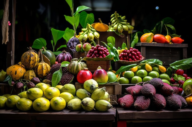 Photographie culinaire du marché aux fruits d'Amazonie