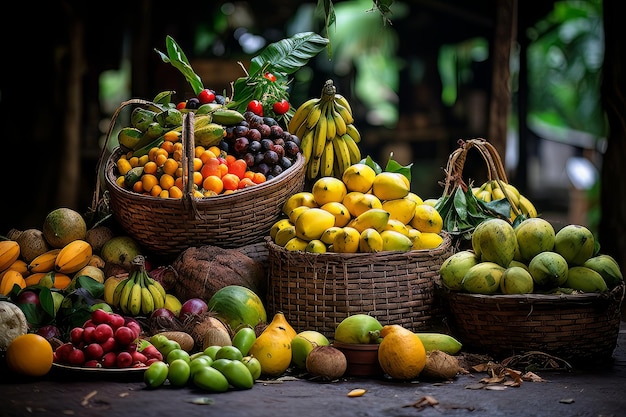 Photographie culinaire du marché aux fruits d'Amazonie