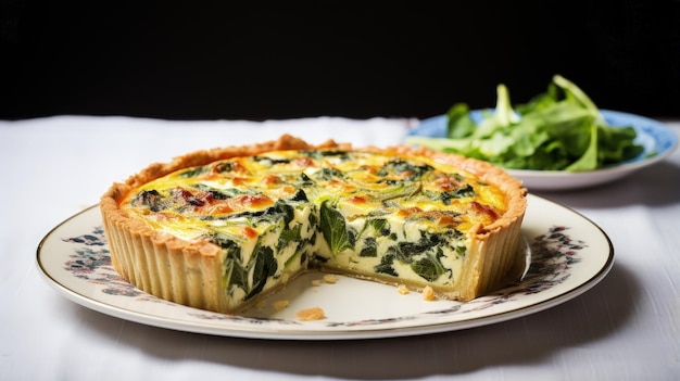 Photo photographie culinaire professionnelle de quiche aux épinards