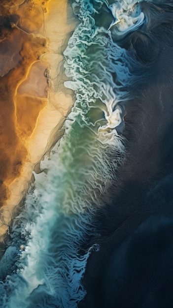 une photographie de drone d'une plage de sable dans le style de l'abstraction atmosphérique