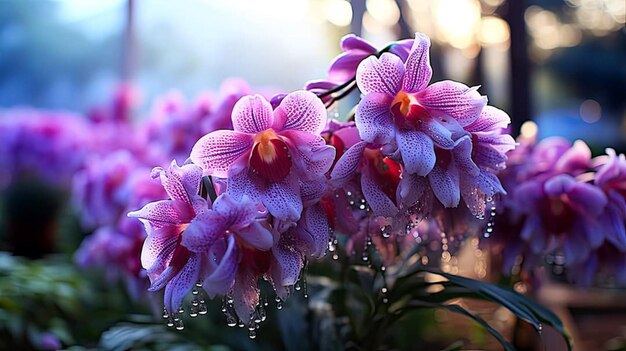 Photographie du dendarium des fleurs de magenta