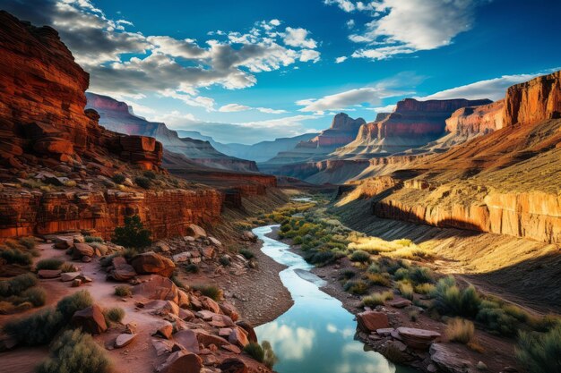 Photo la photographie du grand canyon met en valeur l'immensité et la beauté naturelle
