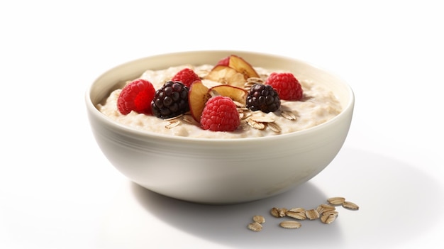 La photographie du produit Oatmeal Porridge à fond blanc Ai Generative