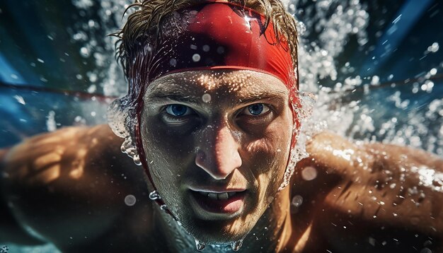 Photo photographie dynamique éditoriale de natation olympique
