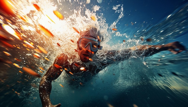 photographie dynamique éditoriale de natation olympique