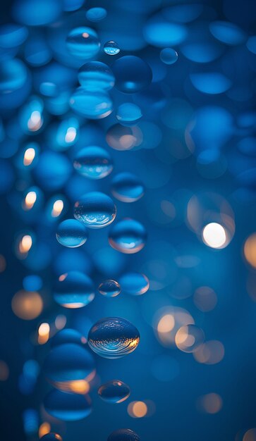 photographie d'eau au bokeh bleu