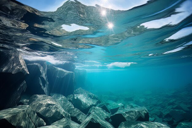 Photographie de l'eau glacée cristalline