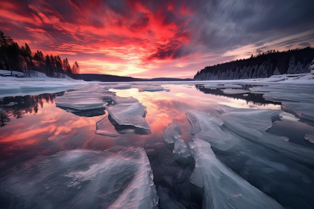 Photographie de l'eau glacée du lac de cristal