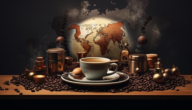 Photographie éditoriale créative de la journée internationale du café