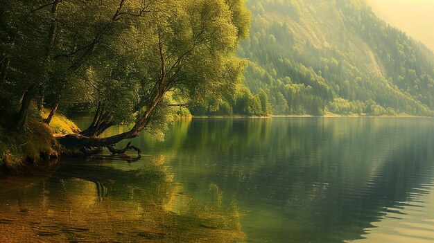 Photographie éditoriale La tranquillité au bord du lac Une scène paisible