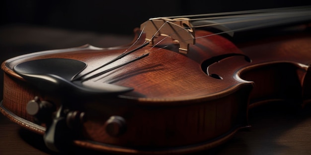 Photographie étonnante d'un instrument de violon dans une pièce sombre générée par l'IA