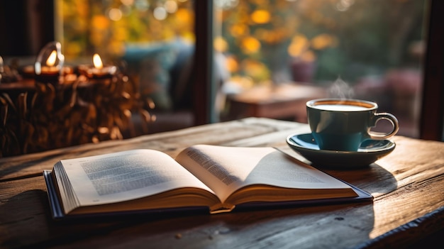 Une photographie fascinante d'un livre ouvert sur une table en bois