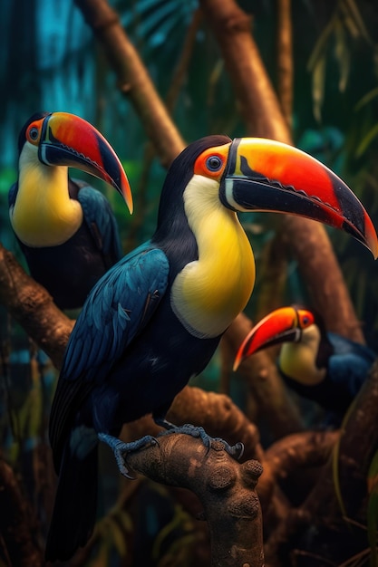 Photo la photographie de la faune du tucan est une ia générative.