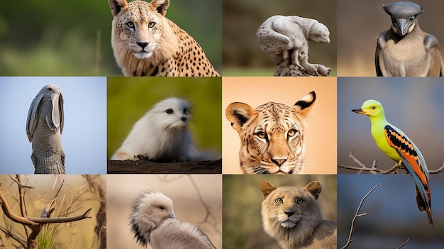 Photo photographie de la faune avec des images d'animaux dans leur habitat naturel