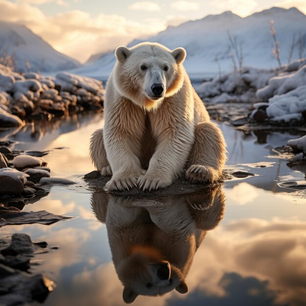 Photo photographie de la faune de l'ours polaire par ia générative