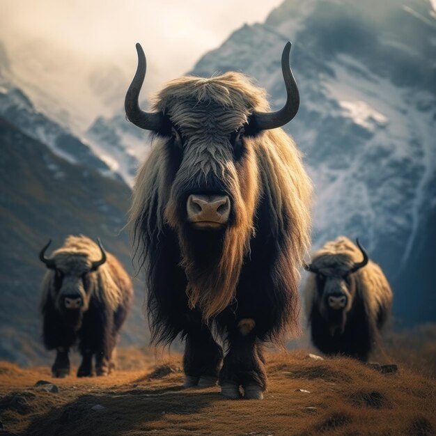 La photographie de la faune yak est une IA générative.