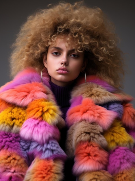 Photo photographie d'une femme modèle portant un tricot coloré