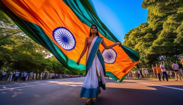 Photographie de fête de l'indépendance de l'inde heureuse et de célébration