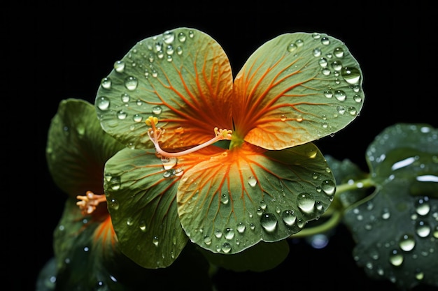 Photographie D'une Feuille De Capucine IA Générative De Lumière Naturelle