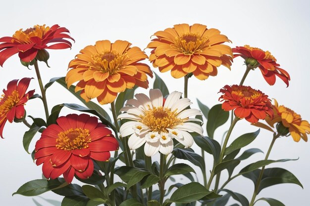 La photographie des fleurs de Zinnia sur fond blanc