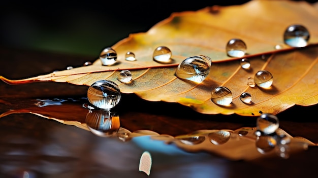 Photo une photographie avec des gouttes de rosée sur les feuilles