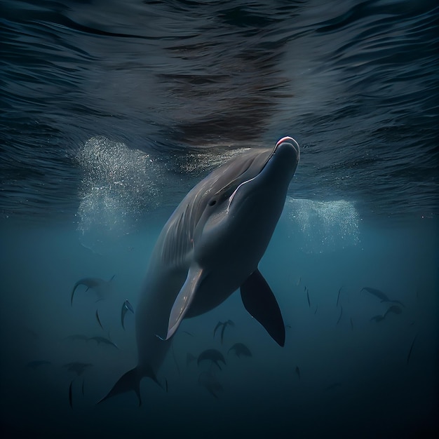 Photographie à grande échelle des dauphins de haute mer