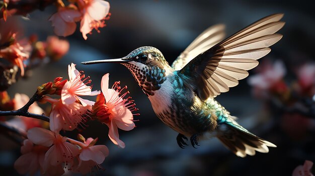 Photographie En Gros Plan D'un Colibri En Vol