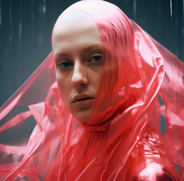 Photographie en gros plan d'une jeune femme déterminée portant le symbole de la Journée mondiale contre le cancer