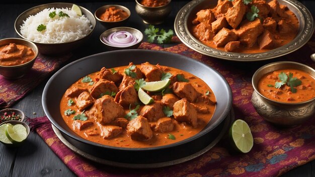 Une photographie de haute qualité capture l'essence du Tikka Masala de poulet mettant en valeur son blen aromatique