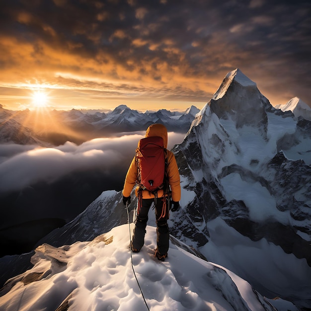 photographie d'un homme escaladant une montagne