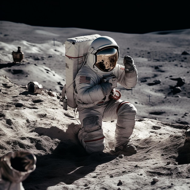 Photographie hyper détaillée d'un astronaute sur la photographie de la lune AI Generated Image