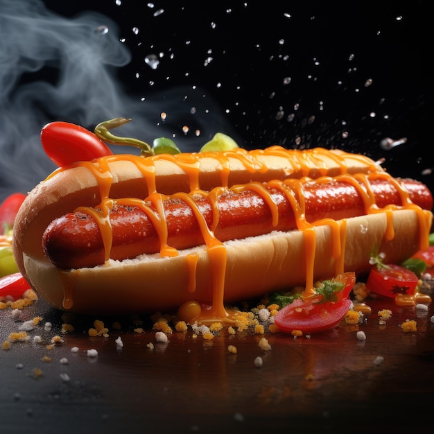 photographie hyper réaliste de hot-dog 8k