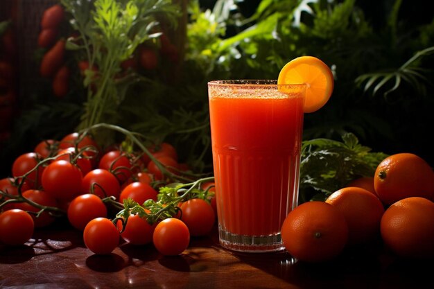 La photographie d'images de jus de tomate tropicale