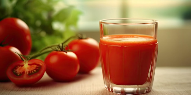 photographie de jus de tomate jus détox de tomate rouge fraîche en verre