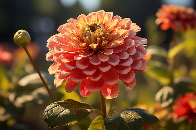 Photographie de la lumière naturelle générée par l'IA de Zinnia