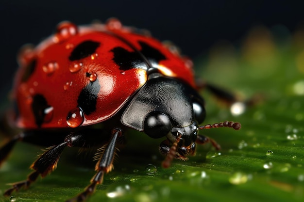 Photographie macro capturant l'élégance délicate d'une coccinelle en gros plan