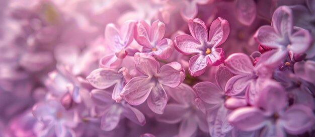 Photo photographie macro de fleurs violettes lilas au printemps créant une toile de fond florale abstraite et douce