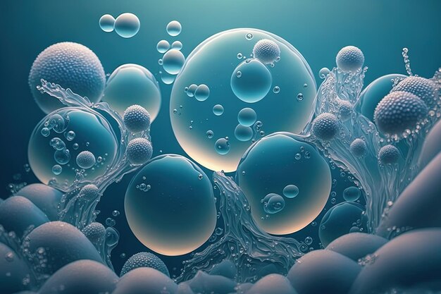 une photographie macro de glace avec des bulles d'air gelées