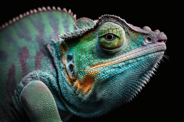 Photographie macro haute résolution d'un caméléon panthère