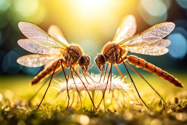 Photographie macro des insectes sur les pissenlits