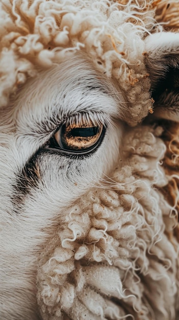 La photographie macro d'un œil de mouton
