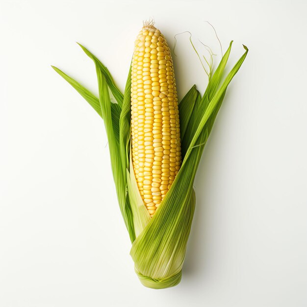 Photo photographie de maïs vue de haut en bas à fond blanc