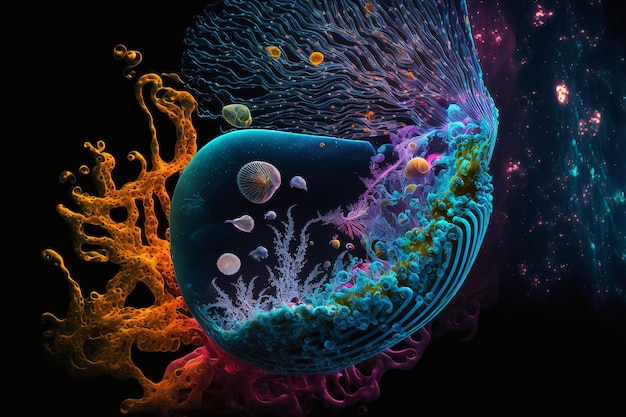 Photographie microscopique des bactéries bio luminescentes vivantes.