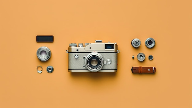 Une photographie minimaliste de style knolling d'un objet