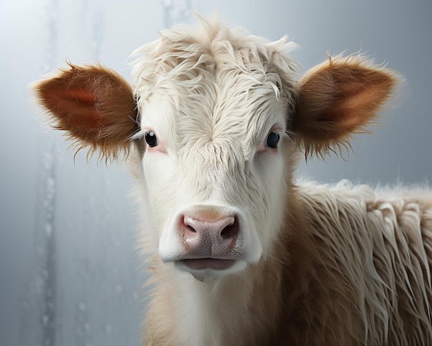 Photographie minimaliste de vache fond blanc isolé