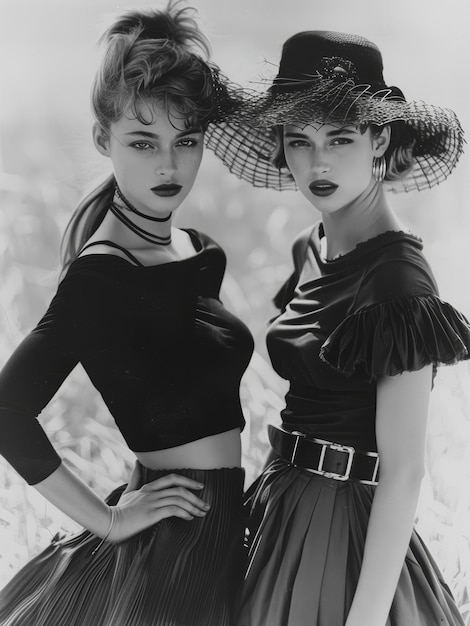 Photographie de mode vintage en noir et blanc avec des mannequins