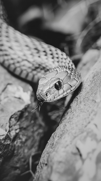 Photo la photographie en noir et blanc est black mamba closeup